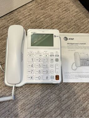 White AT&T CL4940 Corded Phone Answering System With Caller ID - No Power Cord